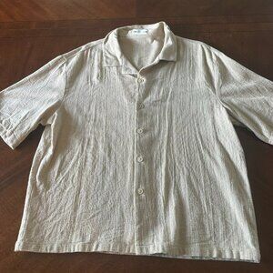 Zara Man Men’s Button Down Shirt XL – Short Sleeve Tan Beige Casual Collared Top